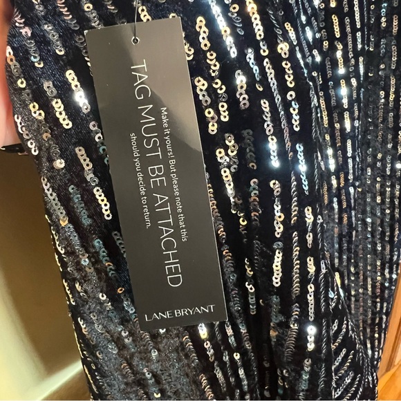 NWT Lane Bryant Black Velvet Sequin Cross Over Dress Plus Size 16 Holiday Dazzle - Picture 5 of 12